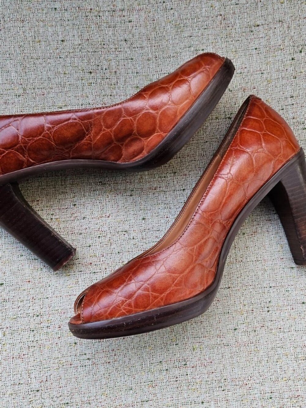 Nine West Women Heel Pump sandal Shoes Brown Leather Upper Size 6.5M - Picture 8 of 12